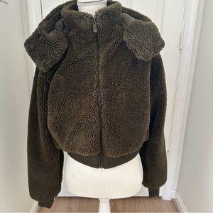 ALO Yoga Foxy Dark Olive Teddy Jacket